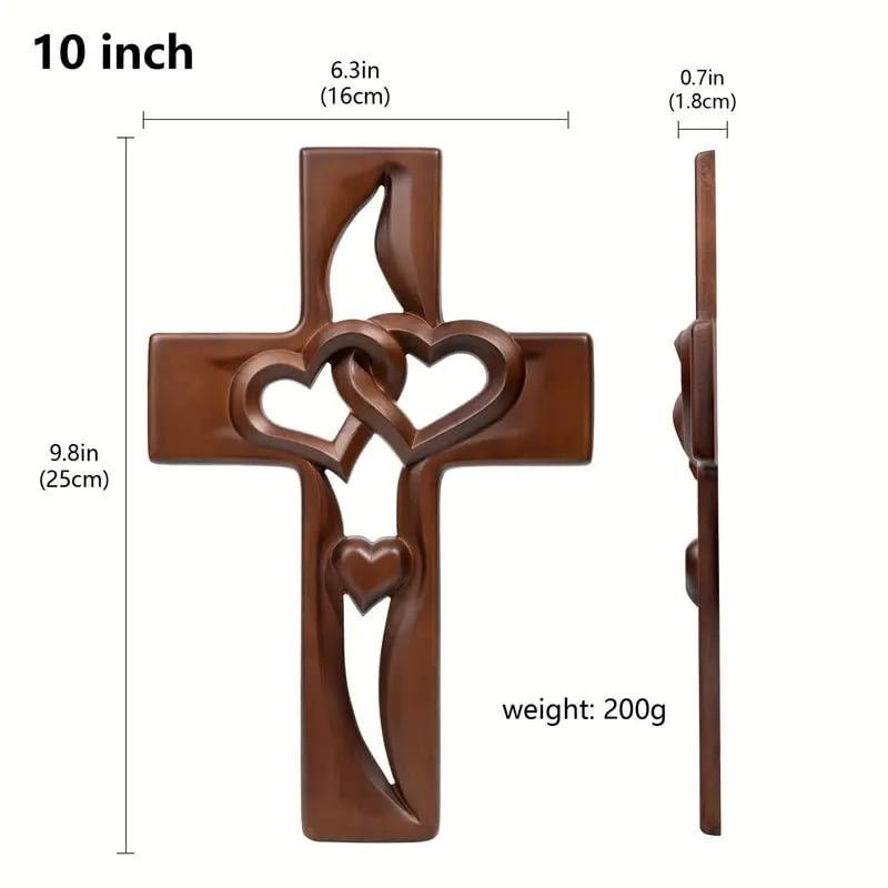 💕Intertwined Heart Wooden Cross