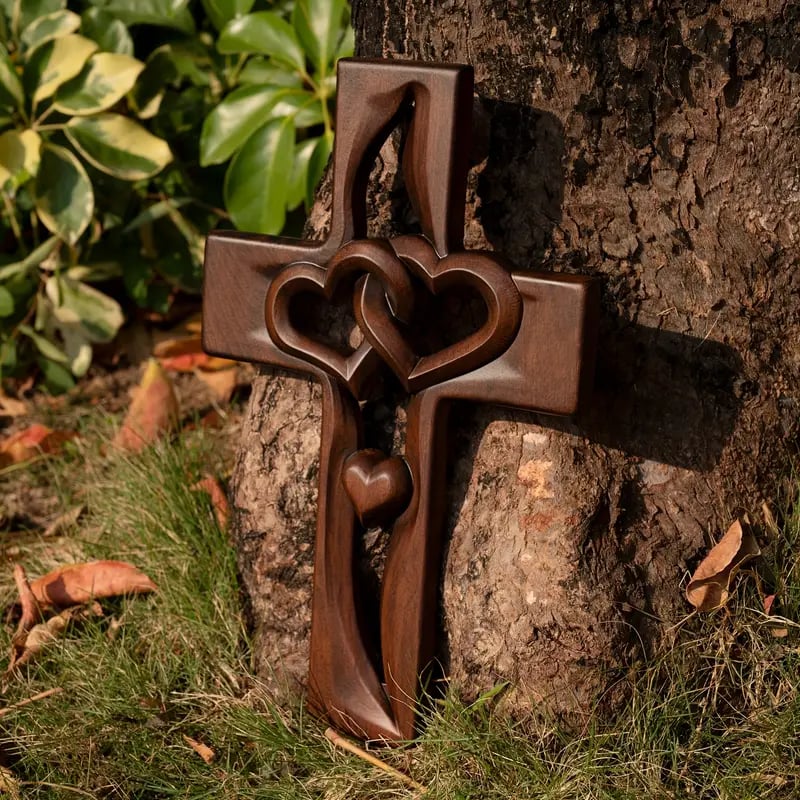 💕Intertwined Heart Wooden Cross